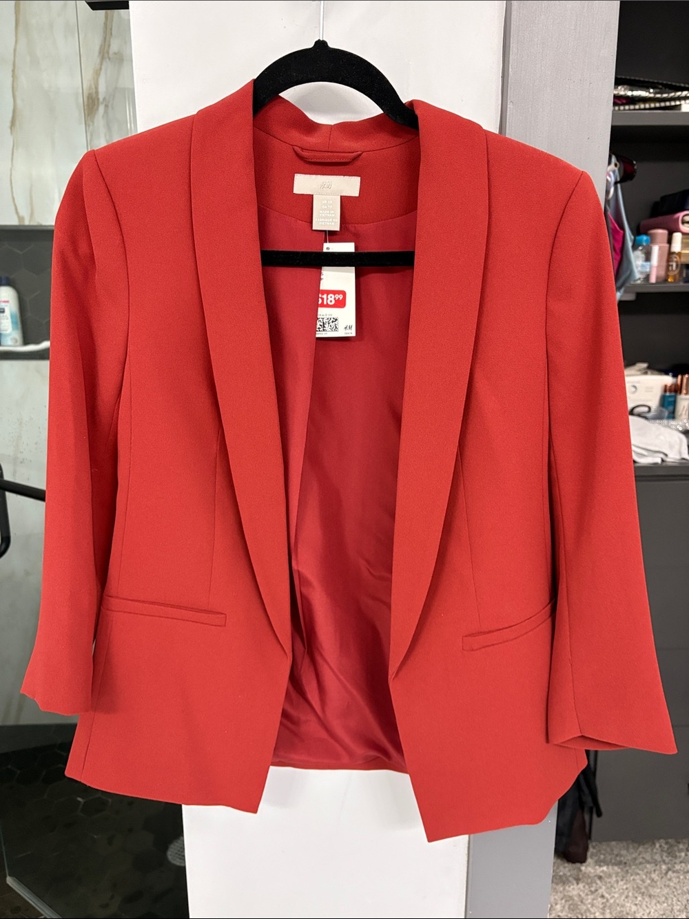 H&M Coral-Red Shawl Collar Blazer
